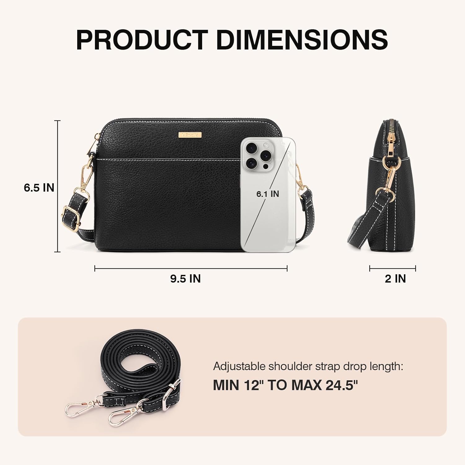 Marvolia Crossbody Bags for Women Vegan Leather Shoulder Handbags Crossbody Travel Purses with Adjustable Strap - Image 3