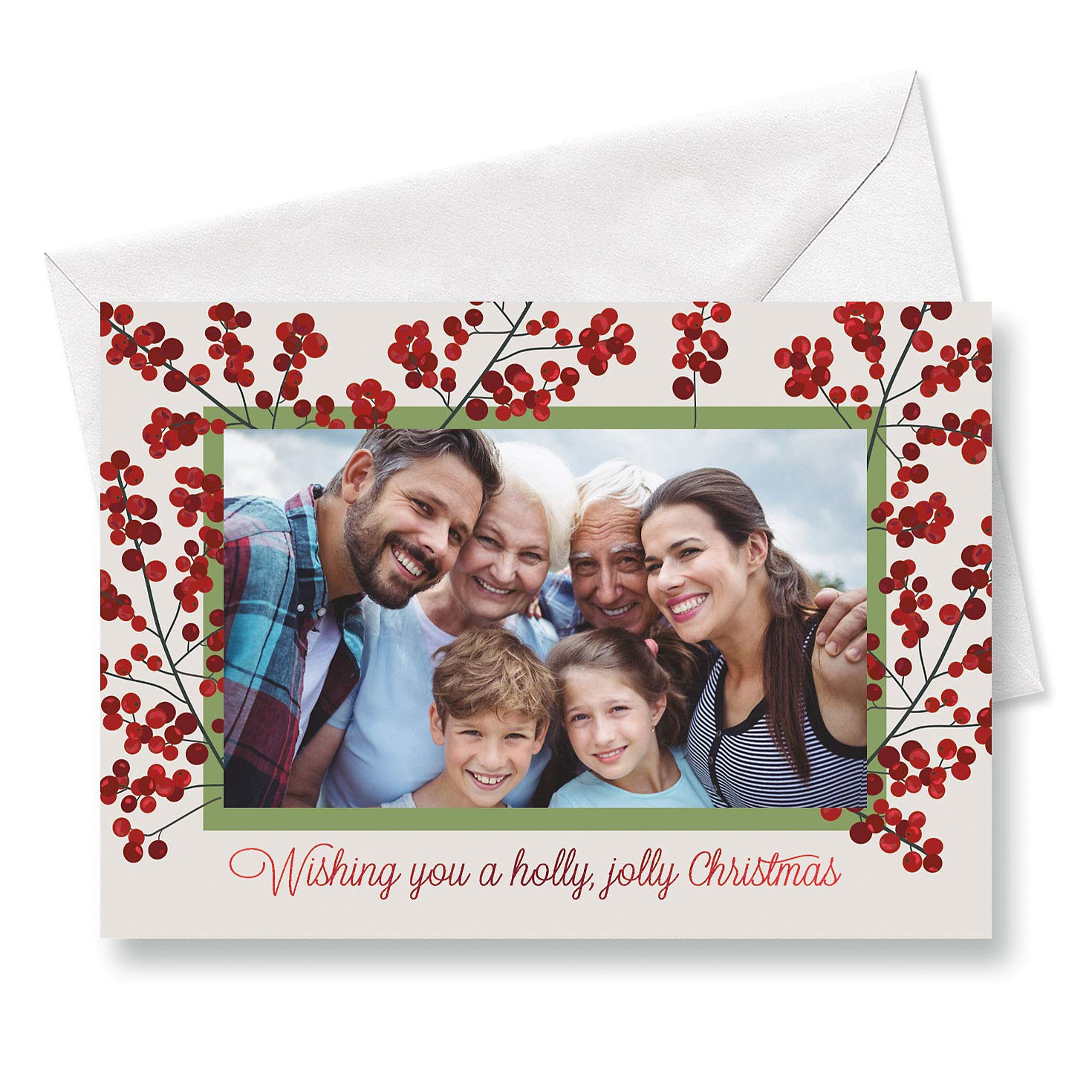 Amazon.com: Current Deluxe Holly Jolly Photo Frame Christmas Cards with  Envelopes