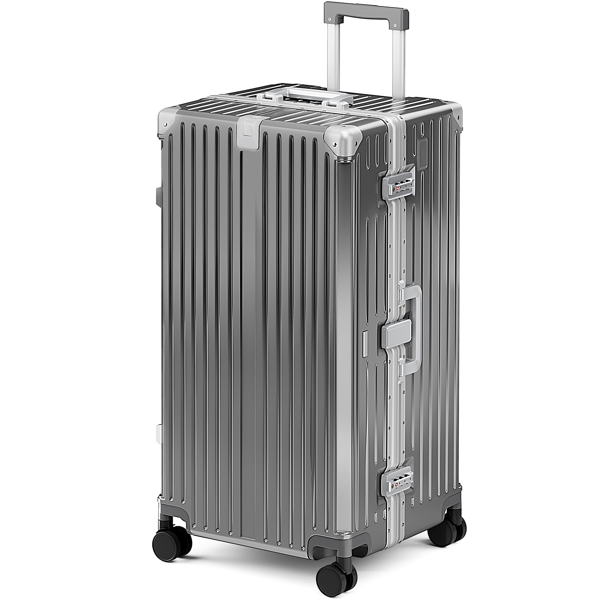 ALPHA CAMP Koffer Größe XXL Reisekoffer Leicht Hartschalenkoffer Polycarbonat 105L Luggage Suitcase mit Rollen TSA Schloss & Aluminium Rahmen Handgepäck 42x36x82cm Grau