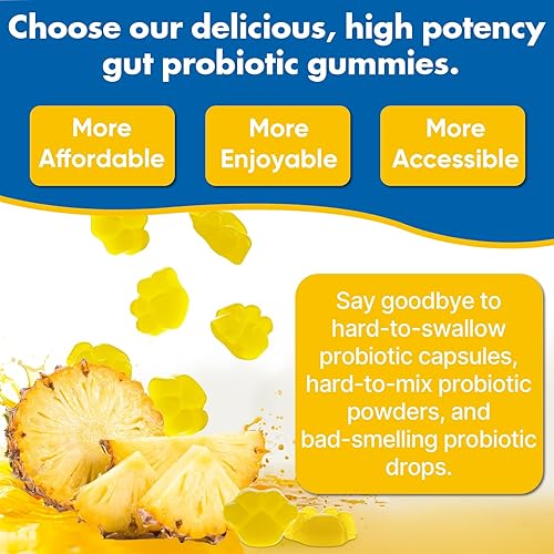 Miniatura 9 de Gomitas de probióticos y salud intestinal, 112.5 mil millones de UFC, sin azúcar, 8 cepas + prebióticos + hierbas - para digestivo, inmune, diarrea