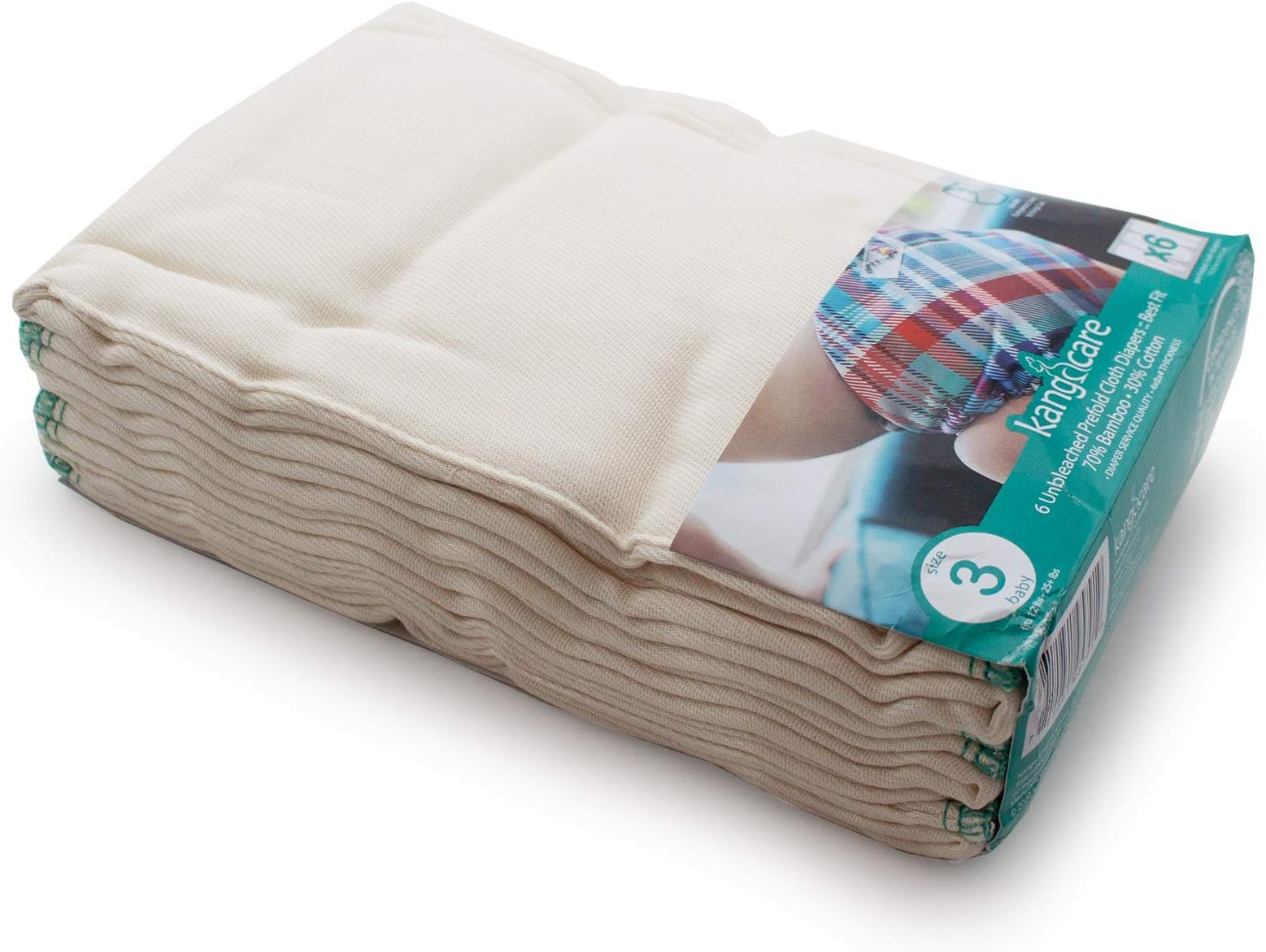 Kanga Care Bamboo Prefold Cloth Diapers (6pk) - Size 3 : Baby