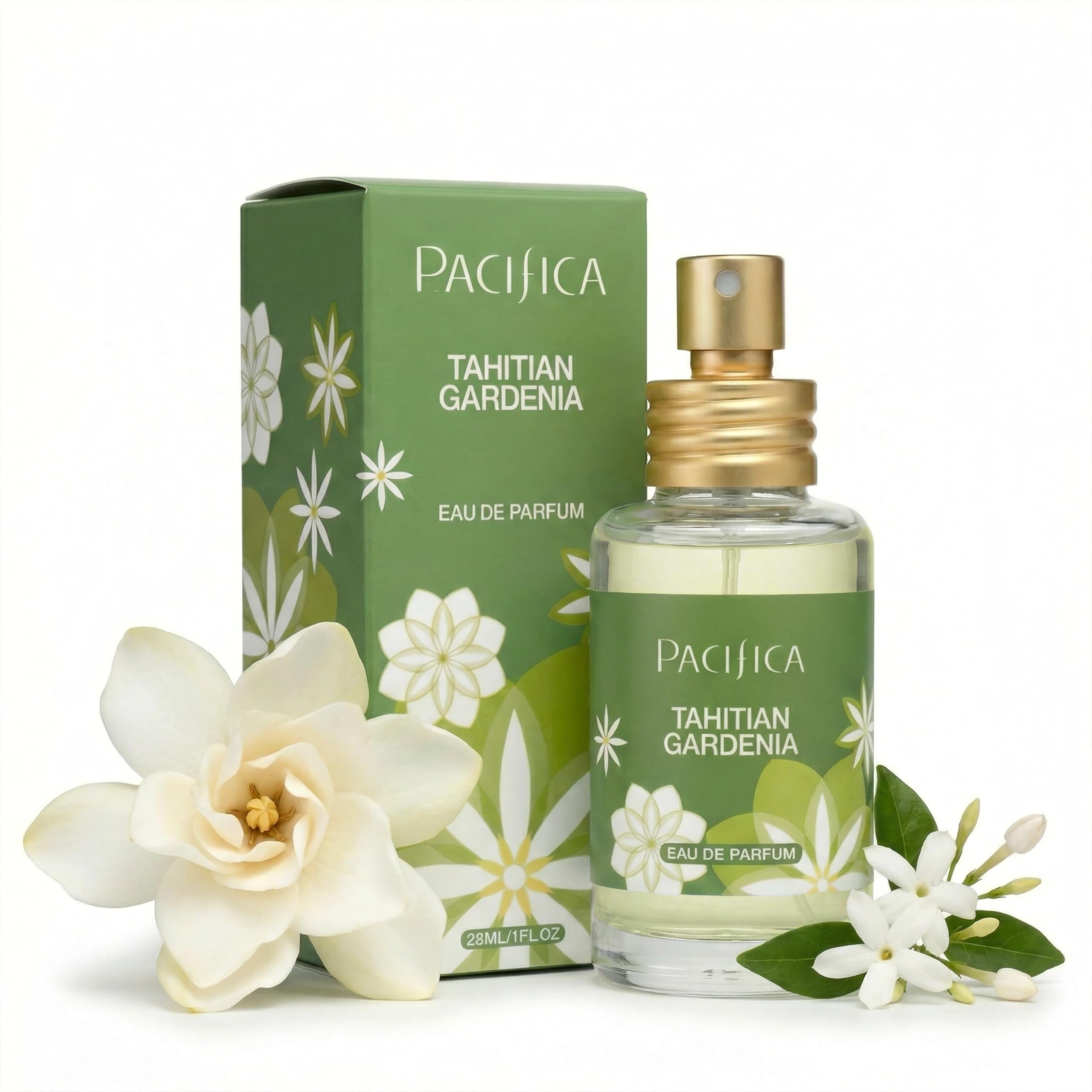 - Pacifica Tahitian Gardenia Perfume Spray 1oz â Tropical Floral Fragrance with Gardenia Bloom, Jasmine & Sweet Orange, Warm Vanilla Coconut Notes, Vegan & Cruelty-Free Clean Perfume for Women