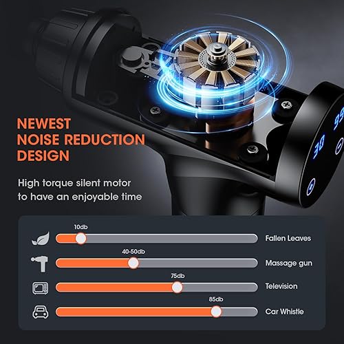 Miniatura 3 de AYURA Pistola de masaje, pistola masajeadora de percusión con 30 niveles de velocidad y 9 cabezales de masaje, masajeador muscular eléctrico de mano