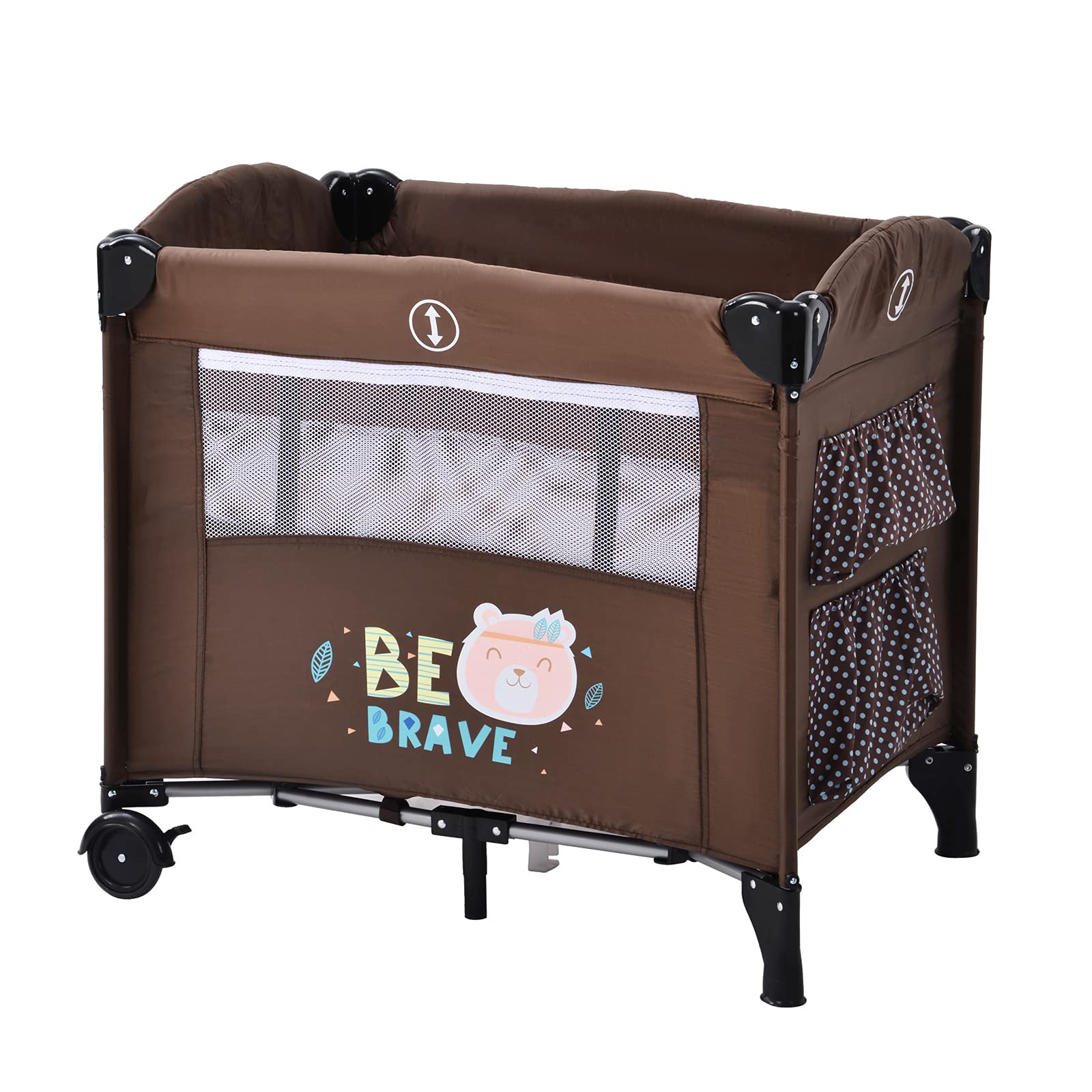 ベビーベッド 折りたたみ ベビーサークルマットレス付 アルミニウム