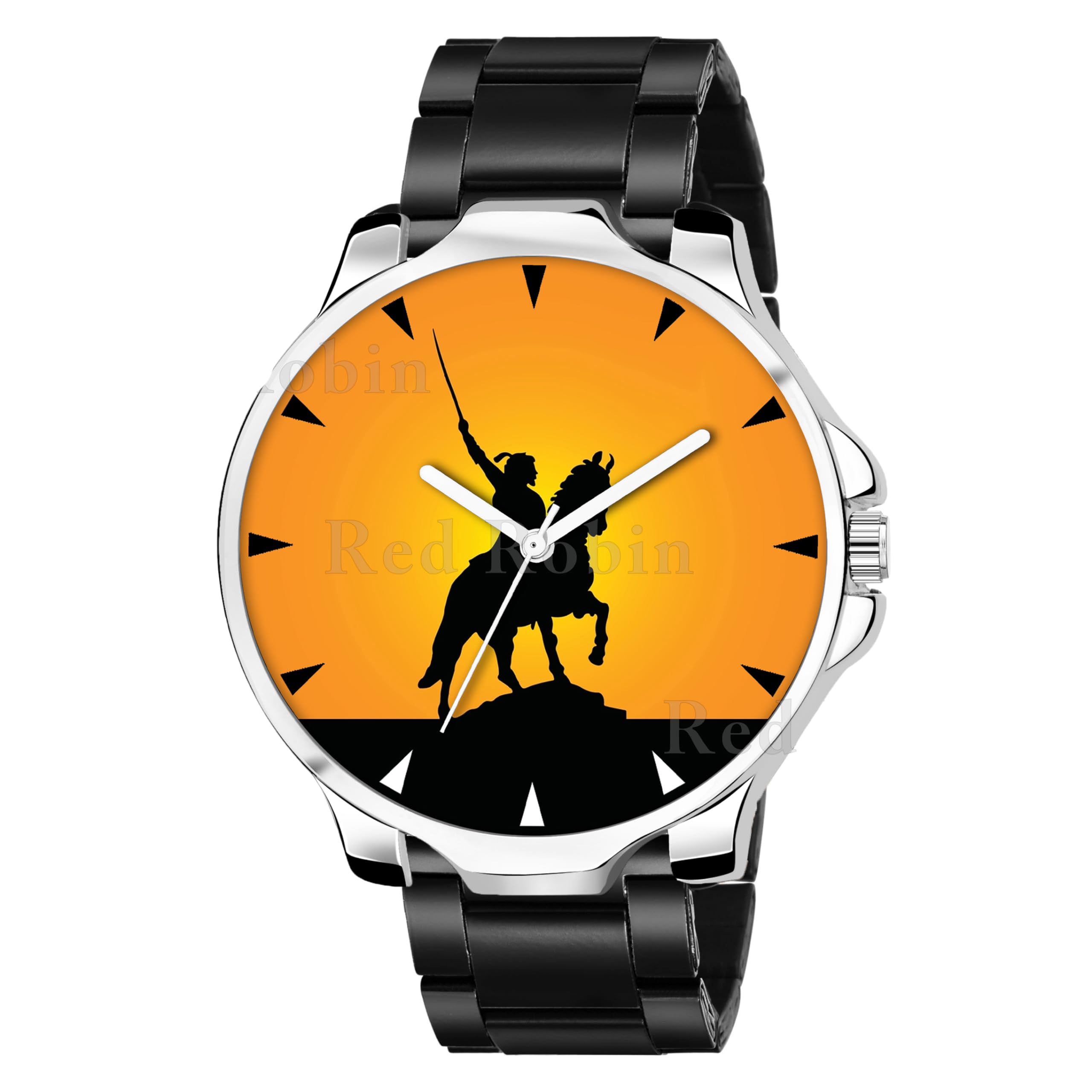 Talgo Analog Shivaji Design Yellow Dial Stylish Black Silicone Strap Wrist Watch for Hindu Men and Boys, Pack of 1 - SHIVAJI-3K-SIL-CDBLK (B0CSWSJJQR) Amazon Price History, Amazon Price Tracker