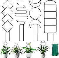 HENABLE 4-Pack Black Metal Trellis for Climbing Plants Indoor Outdoor - Rust-Proof 15-Inch Potted Vine Ivy Support, 4 Unique Patterns