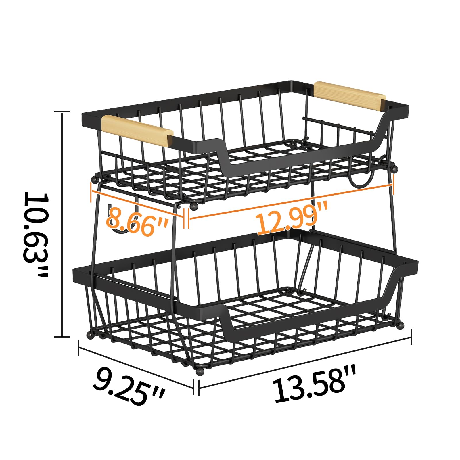 Bomclap - Supporto per frutta a 2 ripiani con supporto per banane, contenitori per frutta moderni, cestini per frutta in metallo per frutta, dolci, caramelle, verdura