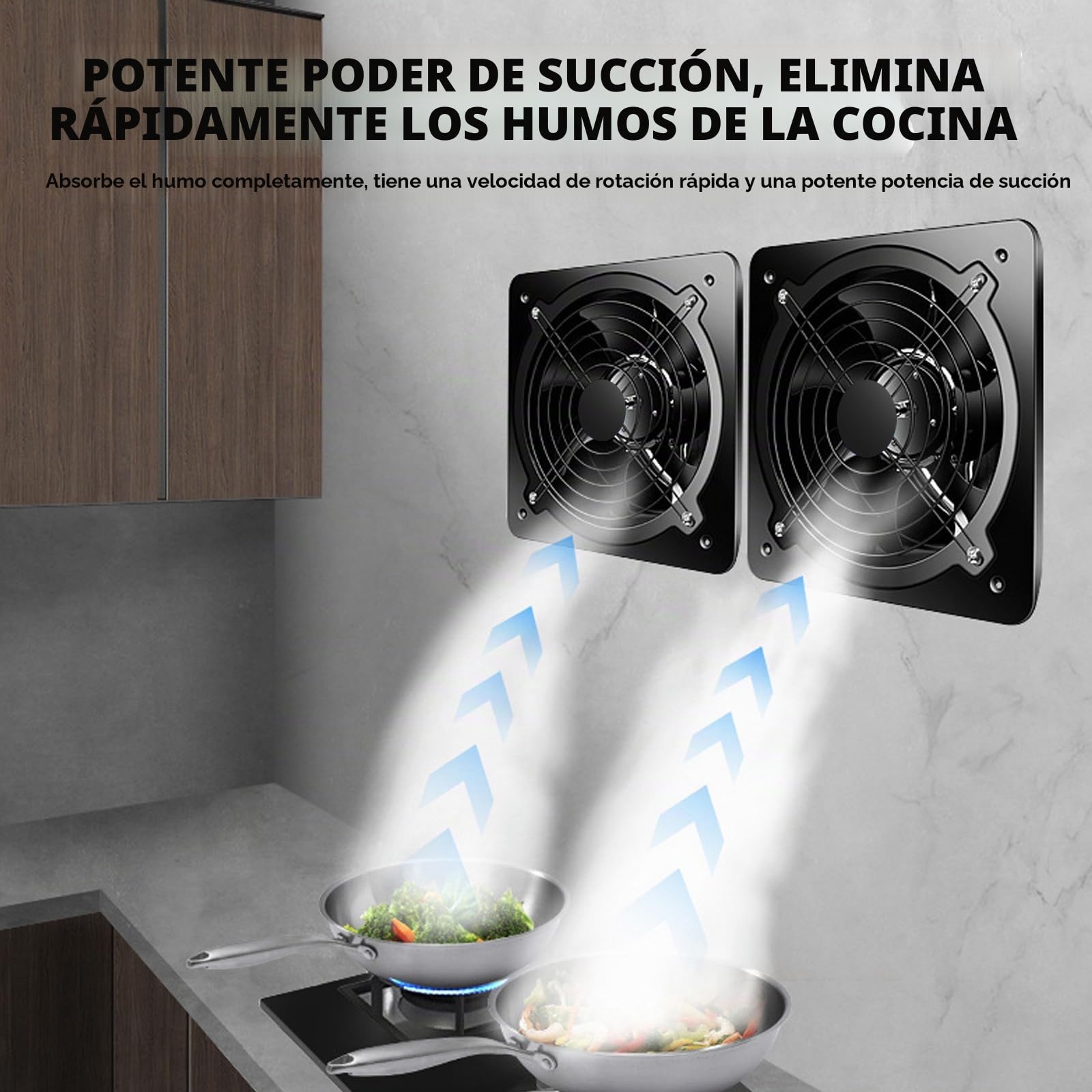 Ventilador extractor con interruptor: ventilador de baño de metal industrial, silencioso, 600 m³/h, 6 pulgadas, potente ventilador de pared, para cocina, baño y sótano, 160 mm