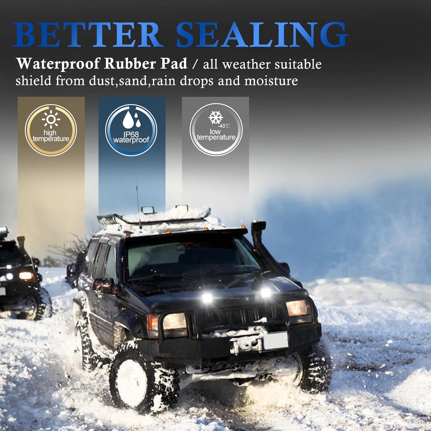 BUNKER INDUST 4 Inch LED Light Pods,2 Pcs Square Tractor Work Lights Spot Flood Driving Small Light Bar for Truck Equipment Vehicle Pickup UTV ATV Golf Cart