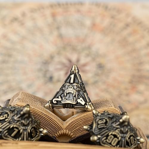 Vista 13 de Surpass DND - Juego de dados de metal para Calabozos y Dragones, juego de dados negros de metal con boca grande (negro y rojo)