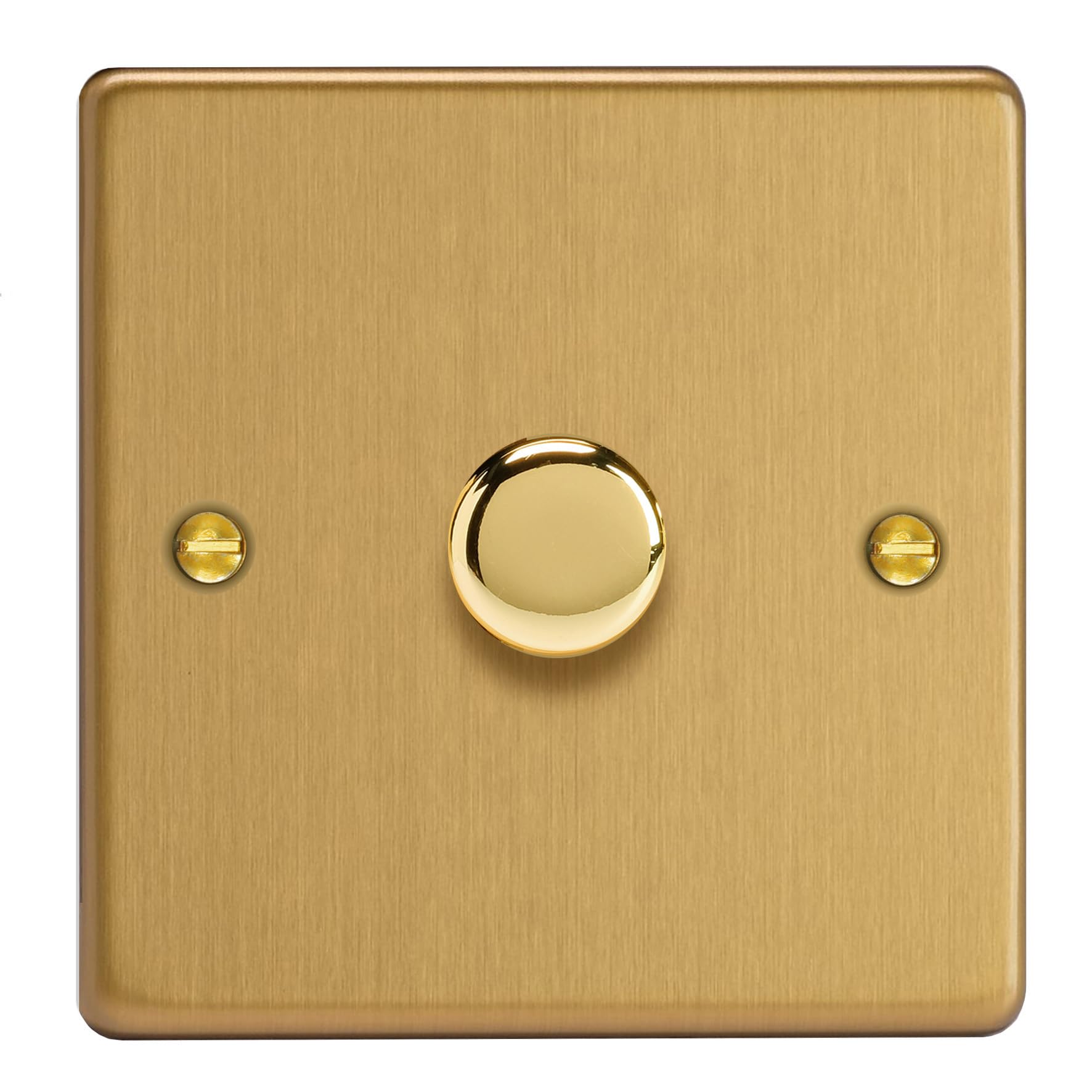Varilight 1-Gang 2-Way V-Dim Push On/Off Rotary Dimmer 1 x 60-400W Brushed Brass