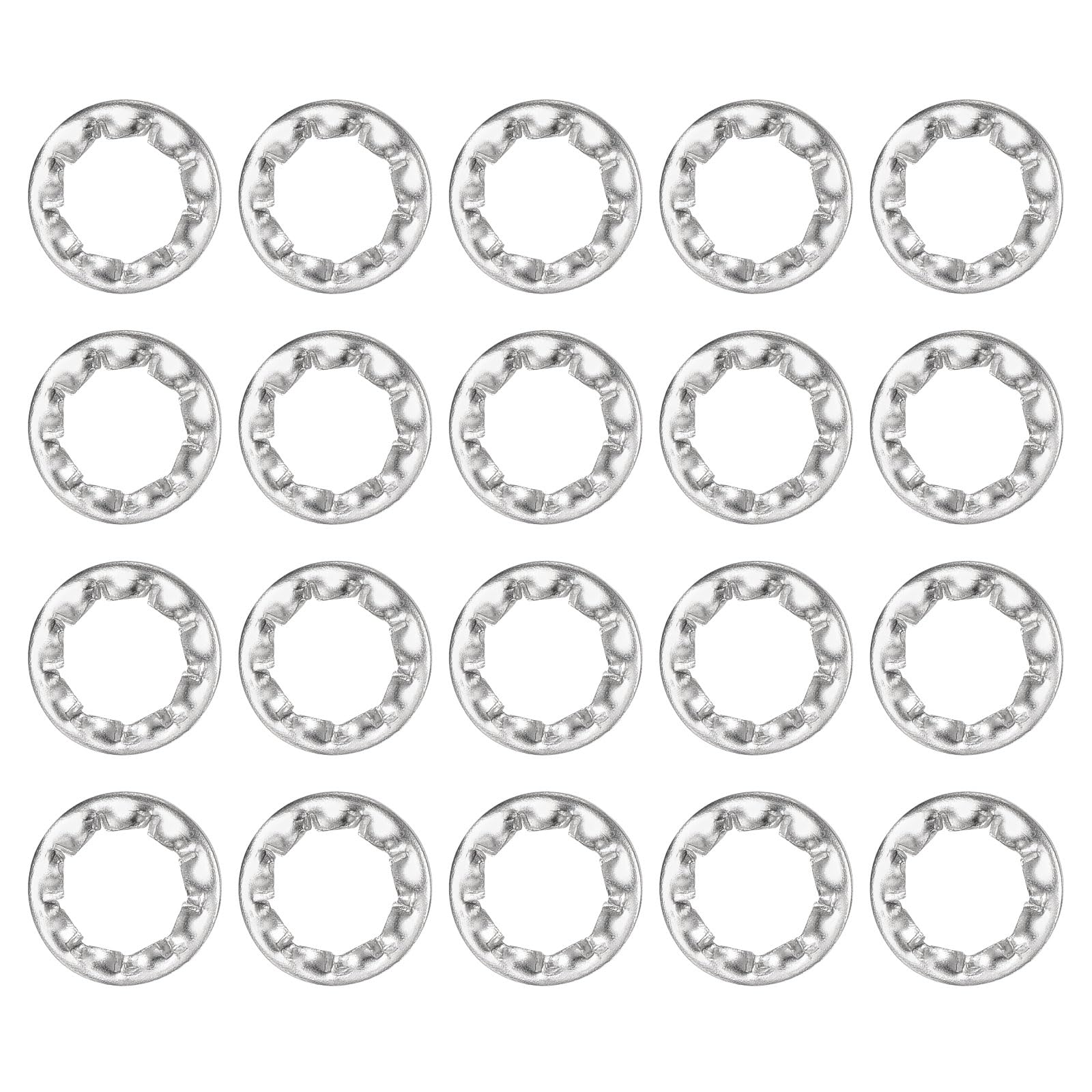 sourcing map M6 100Pcs Internal Tooth Washers, 304 Stainless Steel Tooth Locking Ring Washers Quick Speed Star Nut Locking Fastener Fastener, Silver