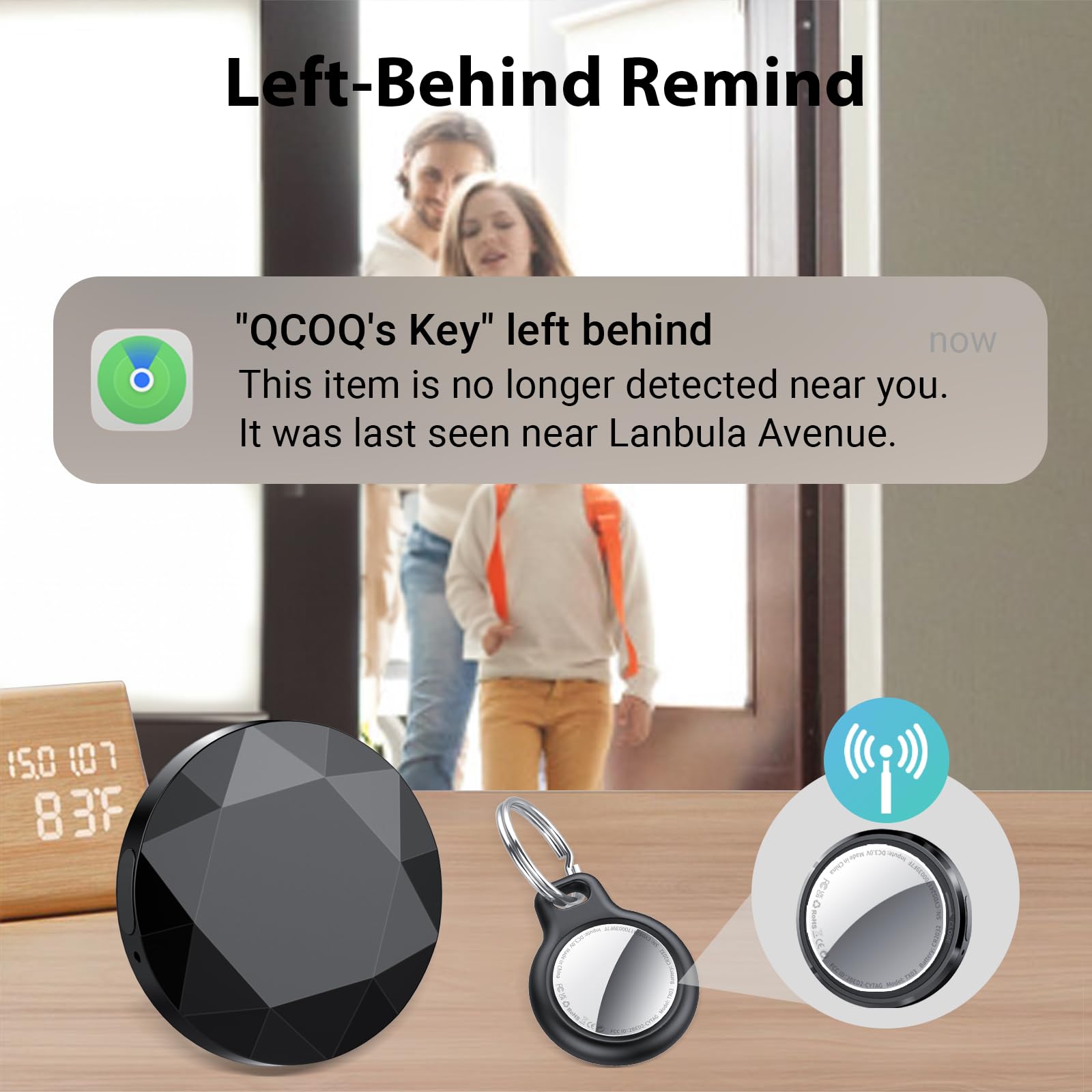 Air Tracker Tag, Smart Tag Compatibile con Apple Dov'è (Solo iOS), Localizzatore Chiavi con Custodia Protettiva/Portachiavi, Trova Oggetti per Valigie/Bagagli/Portafogli, Batteria Sostituibile 1 pezzi