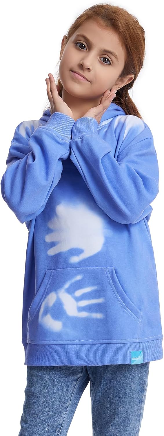 Unisex Children Color Changing Casual Hoodie Heat Reactive Boys and Girls Fashion Sweatshirt