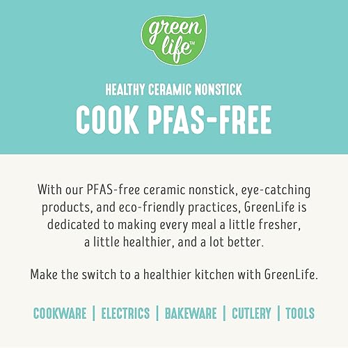 Vista 9 de GreenLife - Juego de batería de cocina antiadherente, de cerámica y agarre suave con utensilios Turquesa