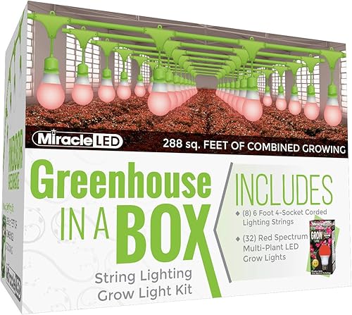 Miniatura 1 de Miracle LED Kit de cultivo de invernadero en caja para plantas de interior incluye 4 bombillas de crecimiento de espectro rojo de 150 W y una