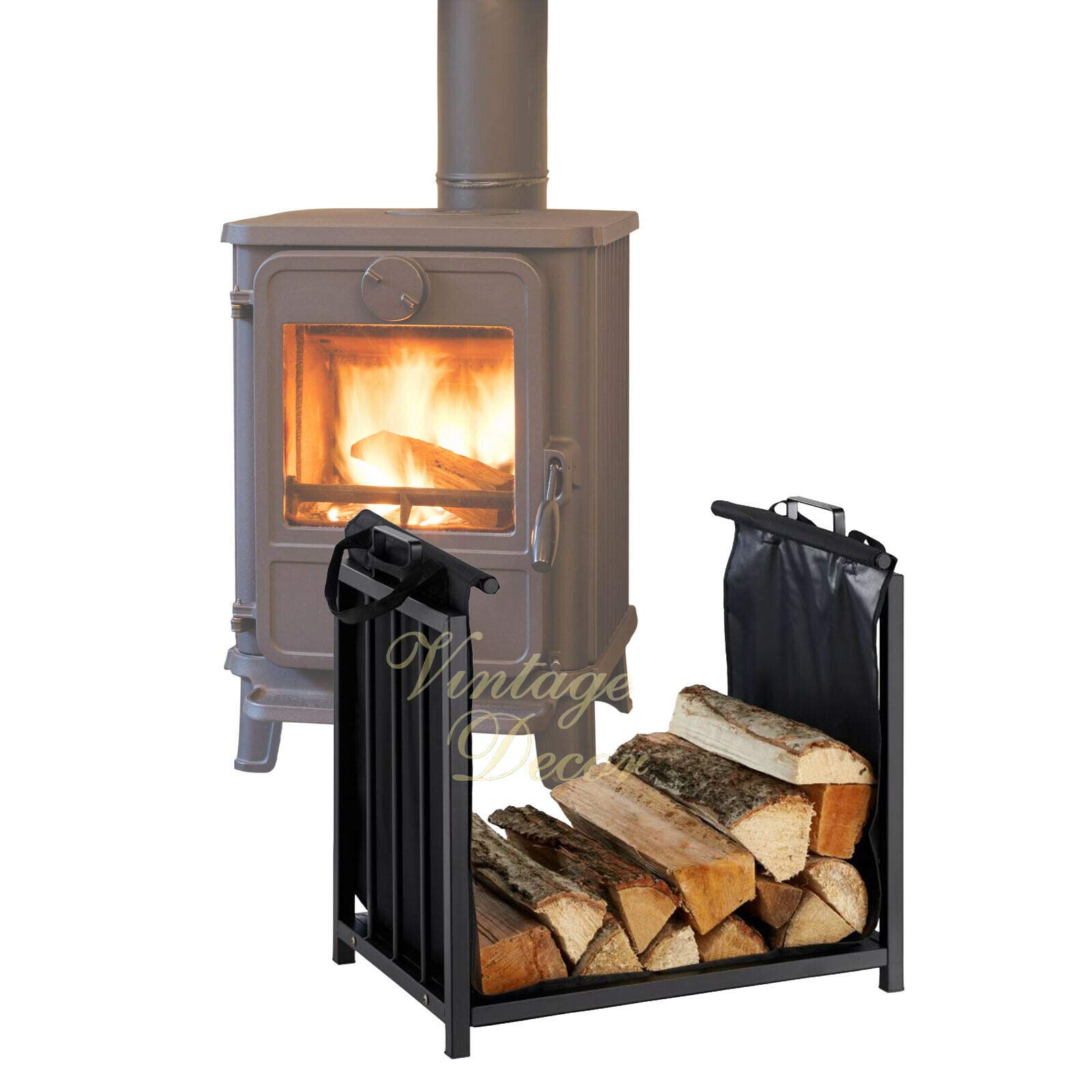 Buy Vintage Decor by DWD ® 2 Tier Black Metal Outdoor Indoor Log Rack