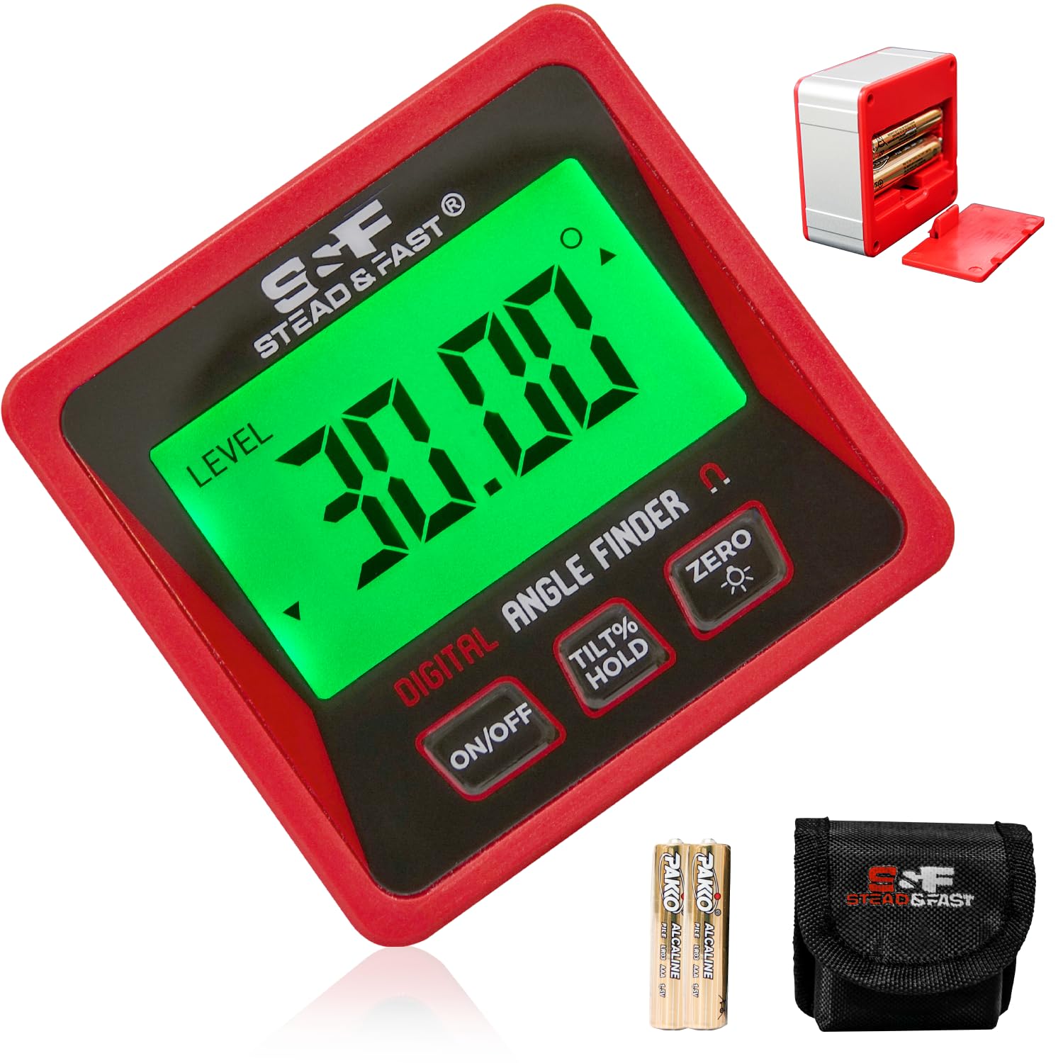 S&F STEAD & FAST Digital Angle Finder Gauge Magnetic Protractor Inclinometer Table Saw Angle Gauge Level Cube with Magnetic Base for Woodworking, Carpentry, Construction