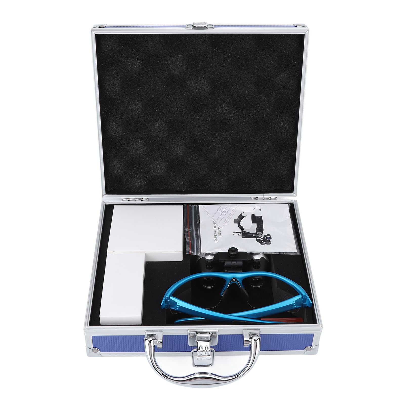 Brrnoo Loupes à Tête éclairée, Loupes Chirurgicales Dentaires Loupes 2,5X, Distance Optionnelle Loupe De Tête, Loupe De Réparation De Montre, Vernis terne Bleu