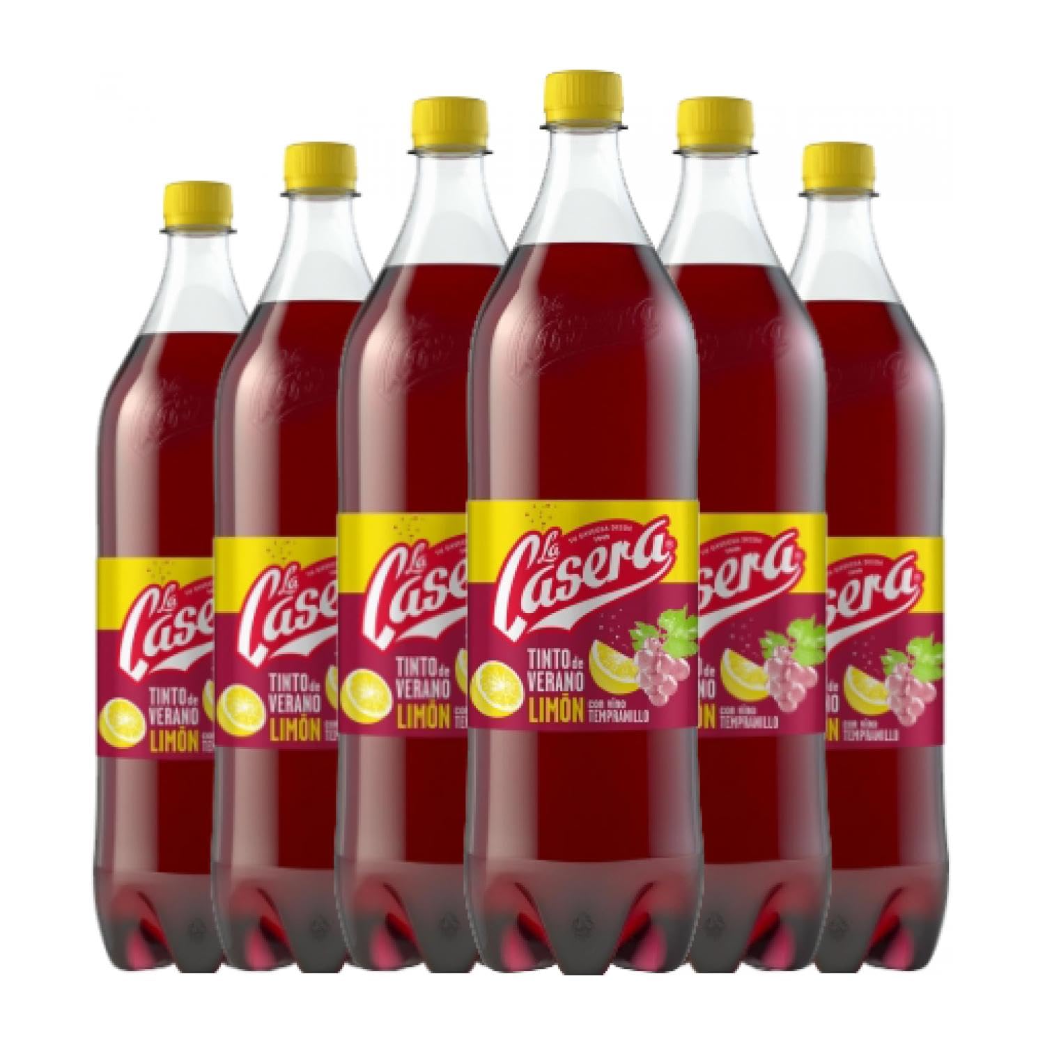 Refrescos y Mixers La Casera Tinto de Verano Limón PET Botella Especial 1,5 L (Caja de 6 Botella Especial de 1,5 L)
