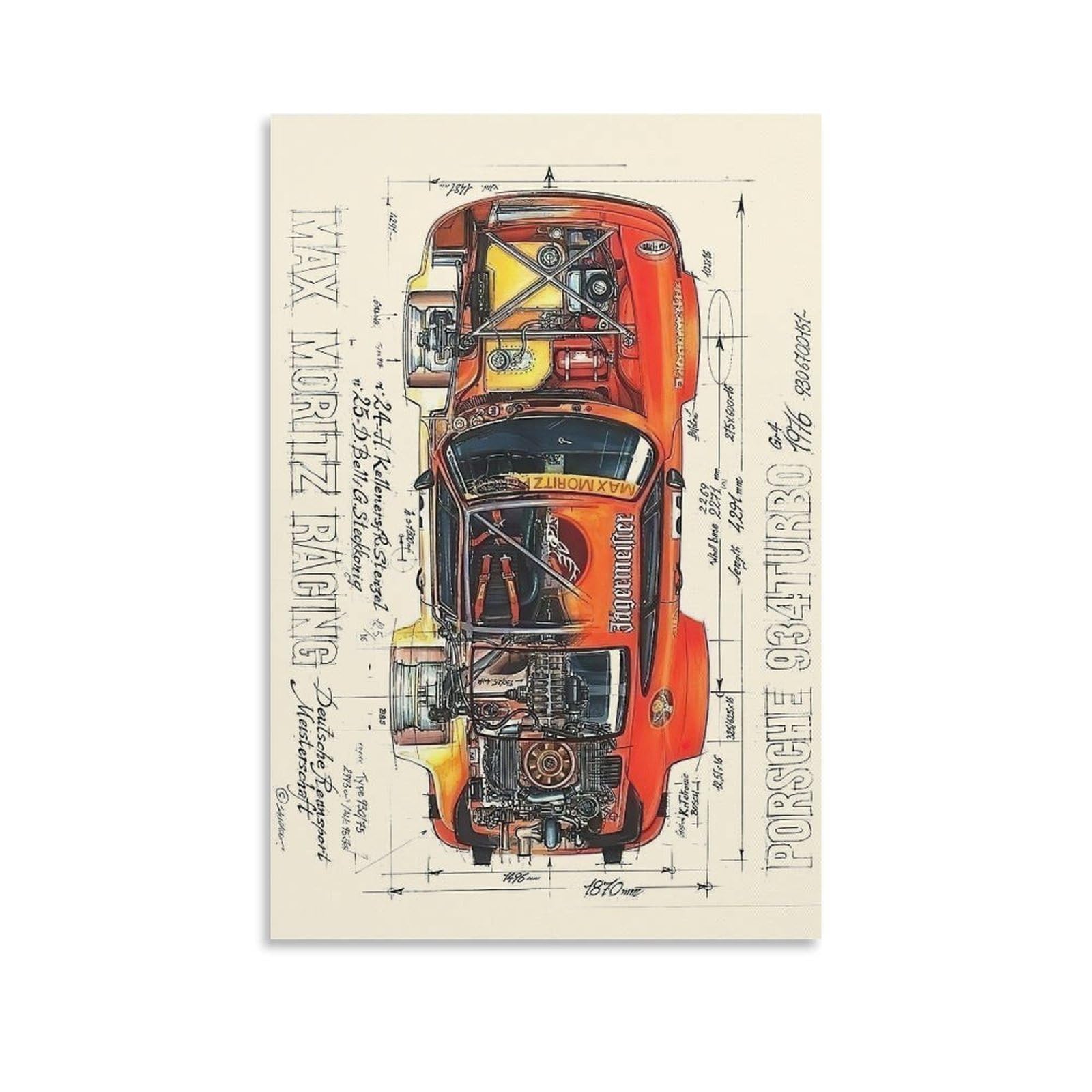 VSXLEOZ Vintage Race Car Poster Car Lover Gift Knowledge Canvas Wall Art Aesthetic Decorative Painting Living Roomstylestyle 12x18inch(30x45cm)