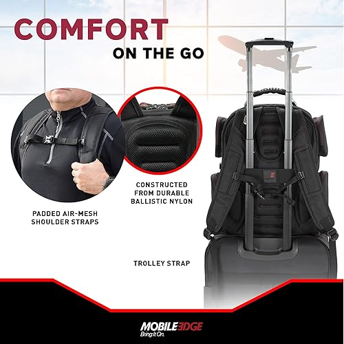 Miniatura 6 de Mobile Edge Mochila Core Gaming para portátiles de 17 a 18 pulgadas, con puerto de carga USB y cable, compatible con TSA, Negro -, Mochila para