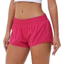 Aurefin Lightweight Athletic Shorts for Women, Quick Dry Running Shorts with Zip Pocket and Liner Womens Gym Workout Shorts