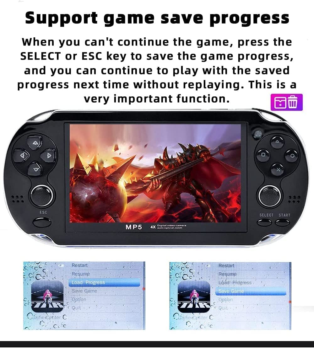 CHROX Console per Videogiochi Portatile, X9-S 8G Oltre 10.000 Giochi Integrati Schermo HD da 5,1 Pollici, Regalo di Natale per Bambini