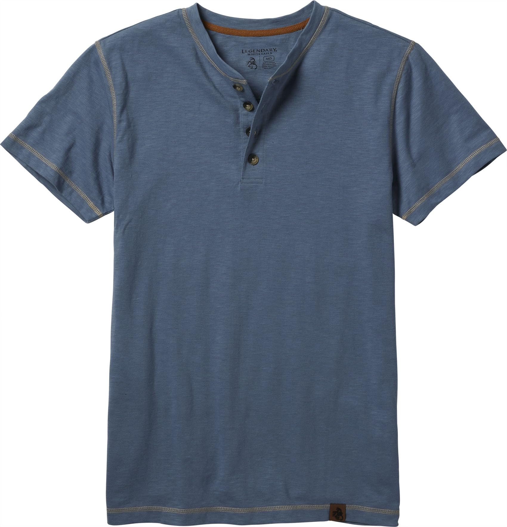 Legendary Whitetails Men's Maverick Slub Henley Short Sleeve Shirt, Blue Mirage, XL