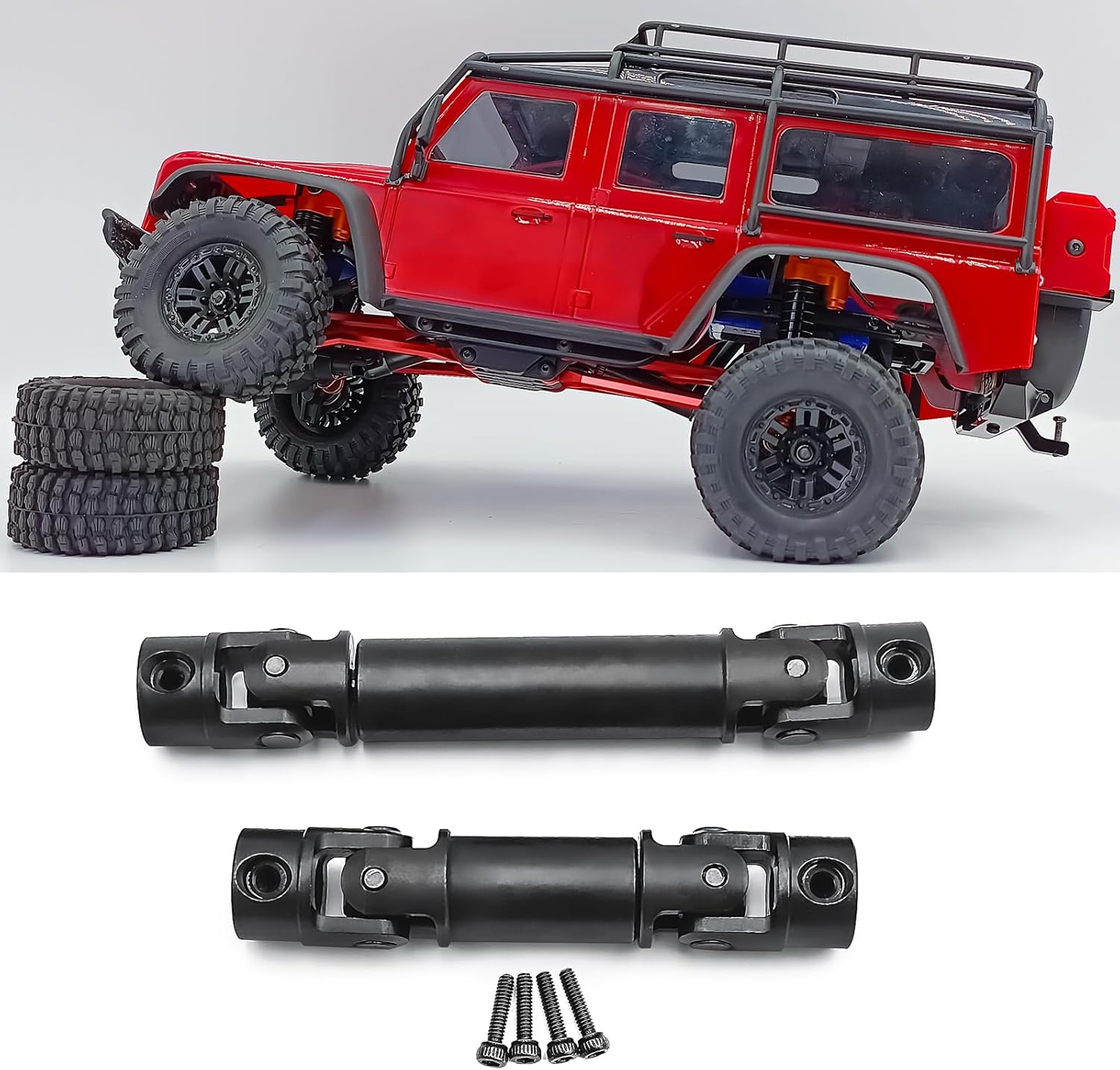 RC Metal Driveshafts Steel Drive Shafts Front and Rear Center Shaft for TRX4M Upgrades 1/18 Scale RC Crawler Car Accessories
