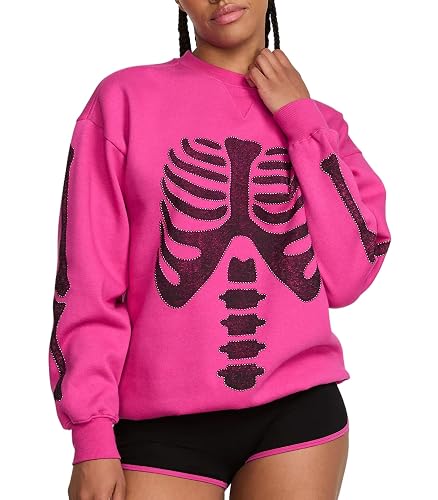Victoria's Secret PINK Women's Campus Fleece Oversized Crew Sweatshirt - Large - Fire