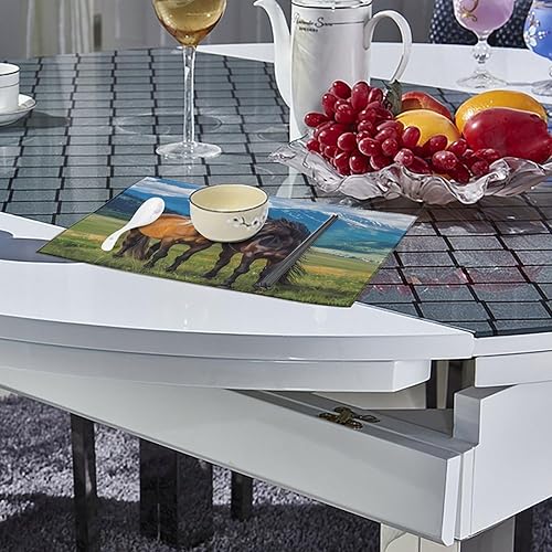 Miniatura 4 de Playful Horses in The Valley Placemats Set of 6 Resistant Table Mats Washable Place Mats for Dinner Party Table Decoration
