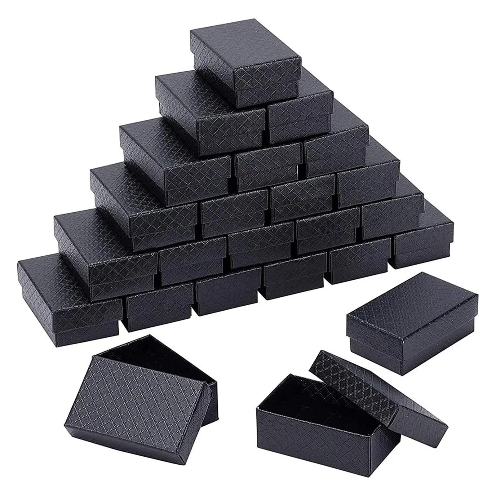 Kartonowe pudełka na biżuterię 24 szt. diamentowy wzór kartonowe pudełka na biżuterię 8 x 5 x 3 cm prostokątny pierścień kolczyk naszyjnik prezent z gąbką