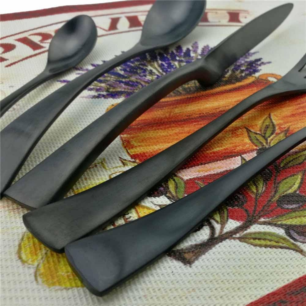 18/10 Stainless Steel Matte Flatware Silverware Set, Black Utensils Set Service for 4 (28-Piece)