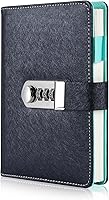 Vista 1 de ARRLSDB Diary Journal for Women with Lock, PU Leather Combination Lock Diary A6 Refillable Leather Journal, Size:18.5X13.5 cm (Black)