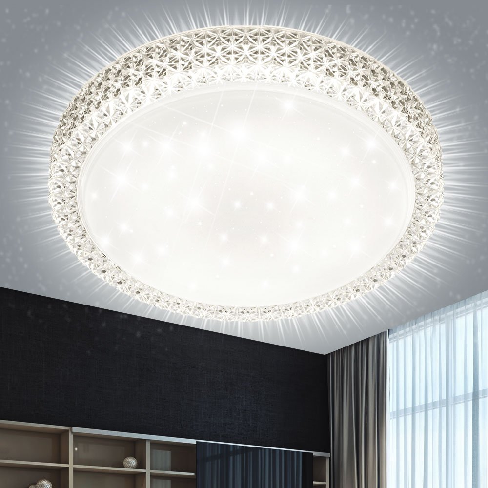 Reality Pegasus Plafoniera LED, Dimmerabile, Effetto Cielo Stellato, Diametro 40 cm, Integrata, 21 watts, Bianco