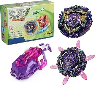Netoke Gyro Burst Spinning Top Set, 4D Metal Fusion Battle Spinning Top, with Battling B-184 Launcher LR Gift Set, Models: B-169+B-175