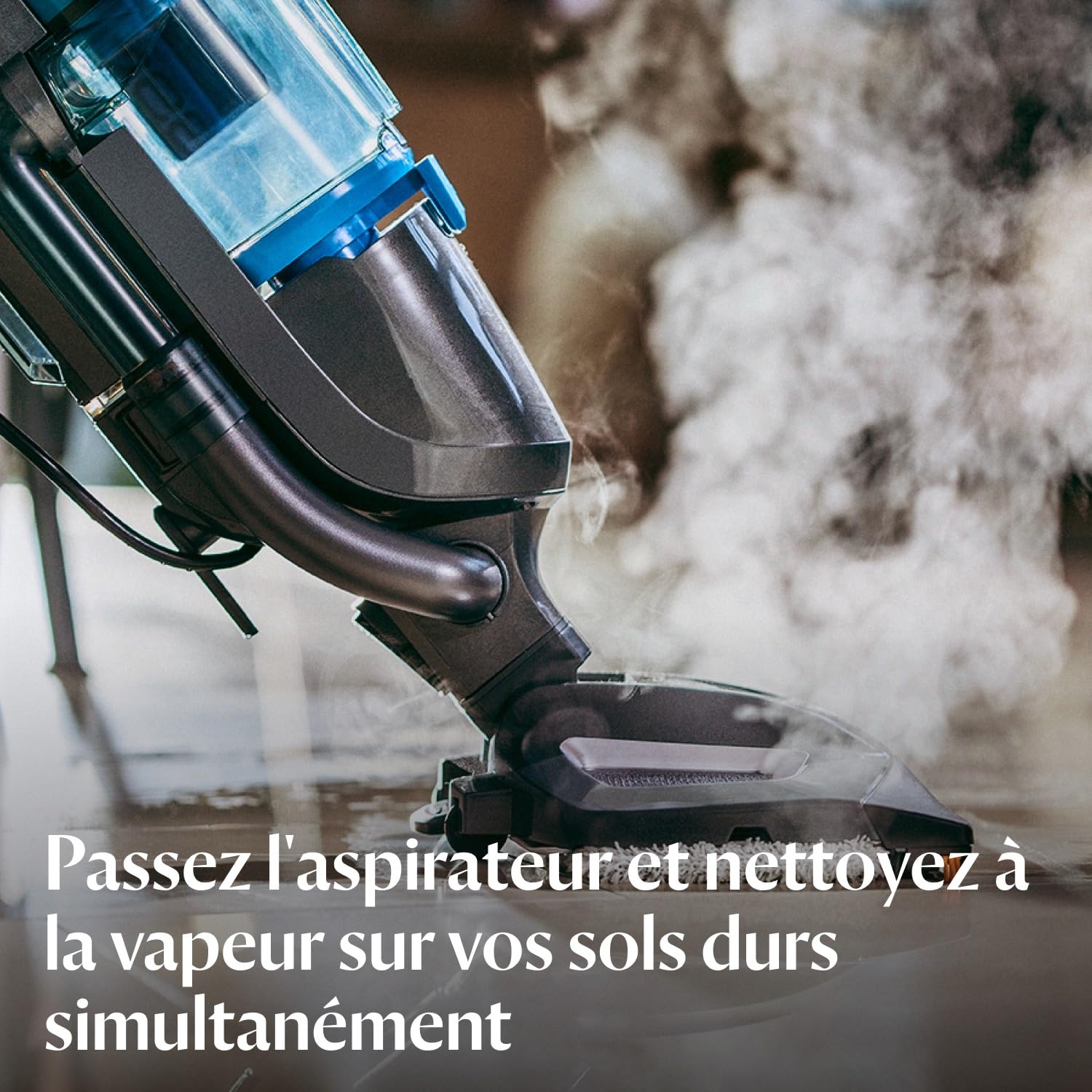 BISSELL Vac & Steam Titanium - 2 en 1 Aspirateur et Nettoyeur Vapeur - Pour les Sols Durs, Carrelages, Parquets - Fonction de Régulation de la Vapeur - Élimine des Bactéries - 81 dB - 1977N