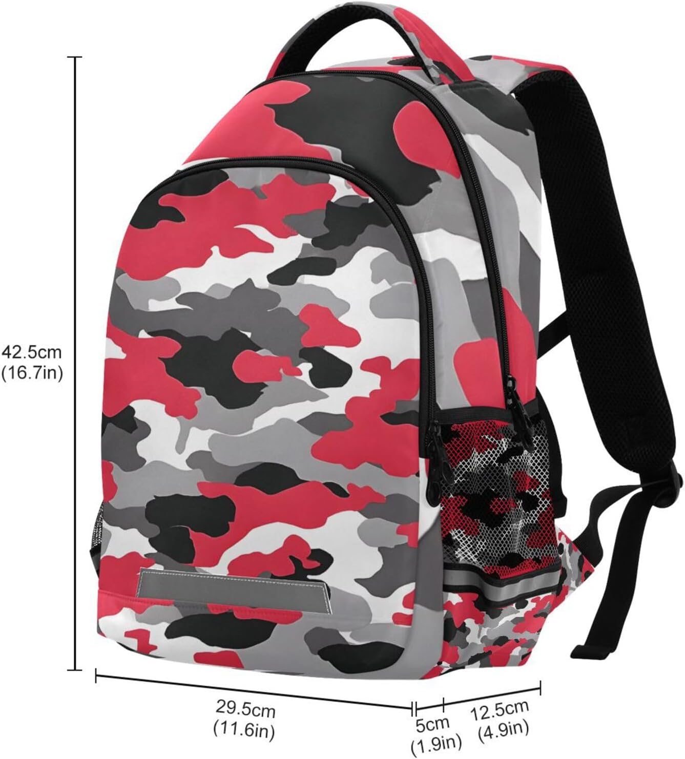 ALAZA Teens School Backpack Red Black White Camouflage Pattern Laptop Backpack with Reflective Strap, Travel Backpack Casual Daypack for Elementary Primary middle Bookbag