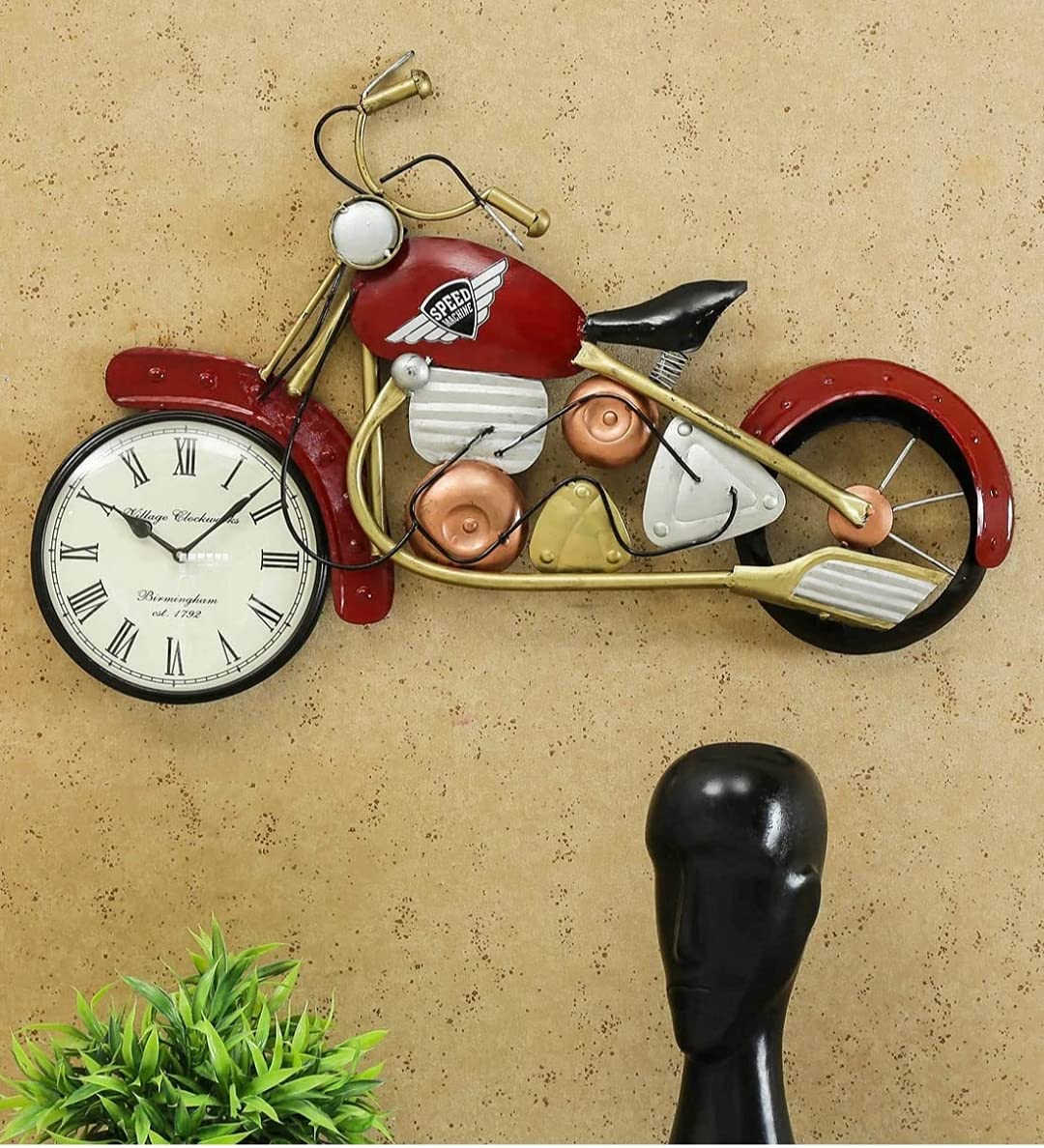 ART HOUSE Handicraft Iron Bike Wall Clock , Speed Bike Wall Clock , Wall Decor Clock , Wall Hanging Clock-picture-11