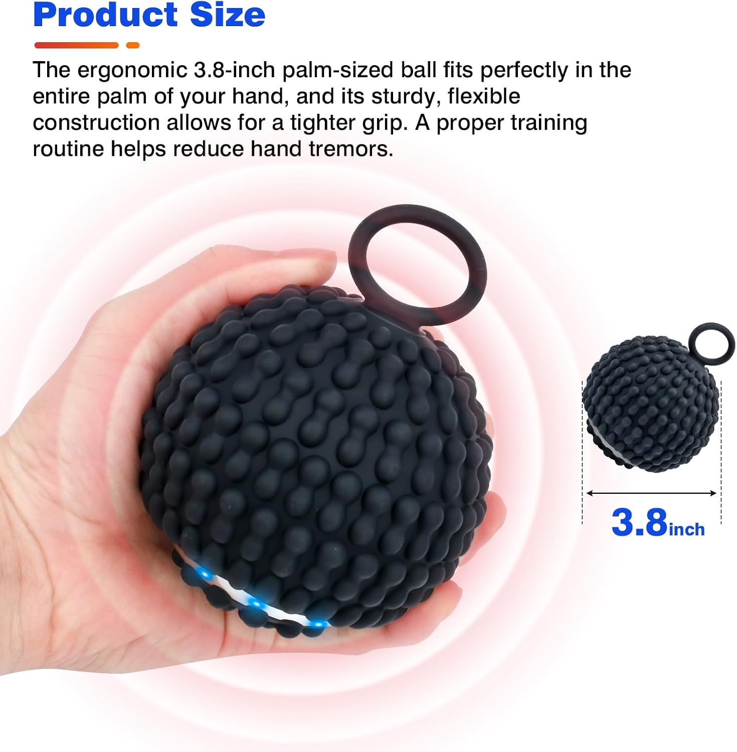 Yitrust 4 Speed Vibrating Massage Ball Rechargeable Vibration Therapy Ball for Hand Tremor & Parkinson's Support - Physical Therapy Massage Device Elderly-Friendly Design