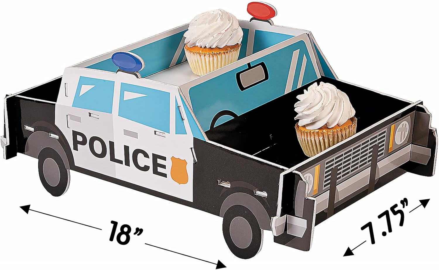 Fun Express - Police Party Cupcake Holder for Birthday - Party Supplies - Serveware & Barware - Misc Serveware & Barware - Birthday - 1 Piece