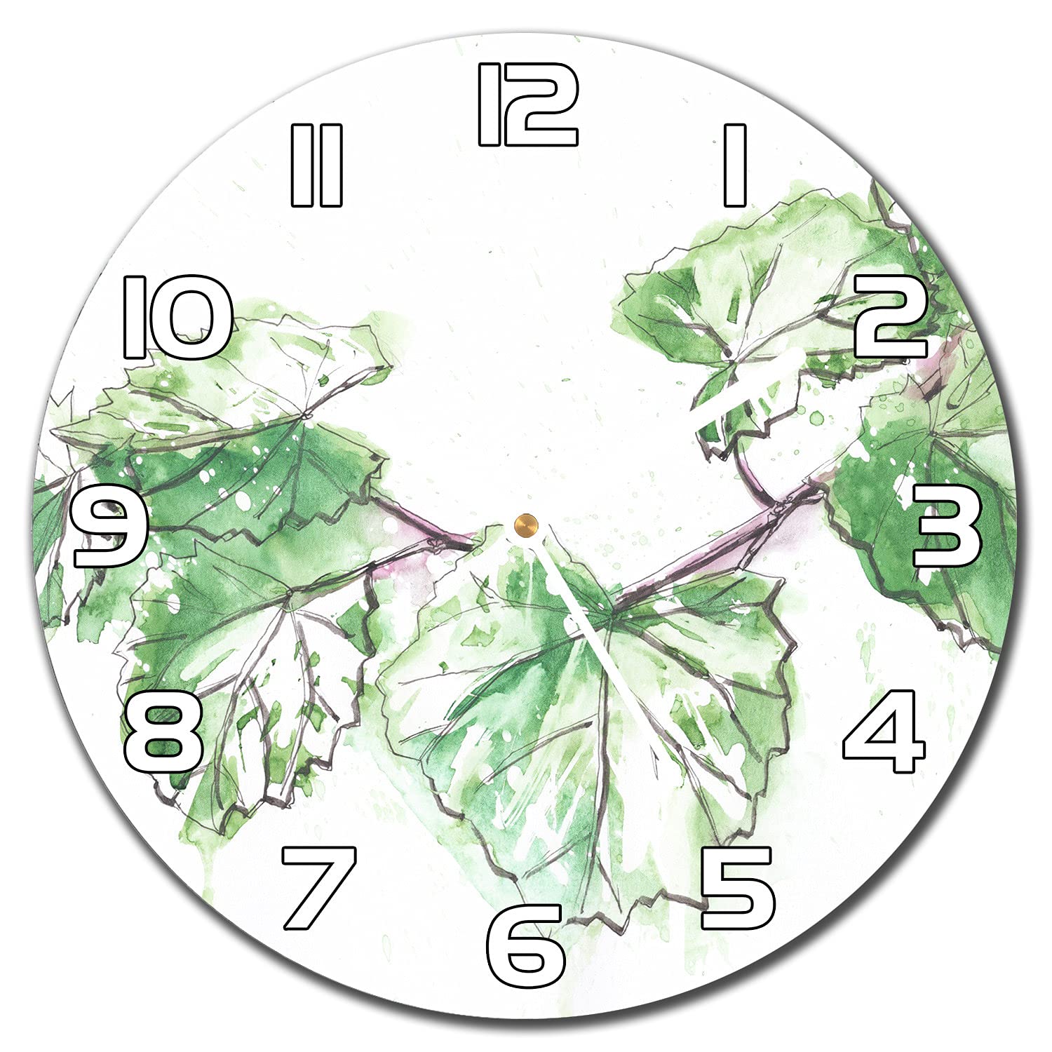 Horloge en verre ⌀ 30 cm Coloray Vineleleaves avec aiguilles blanches