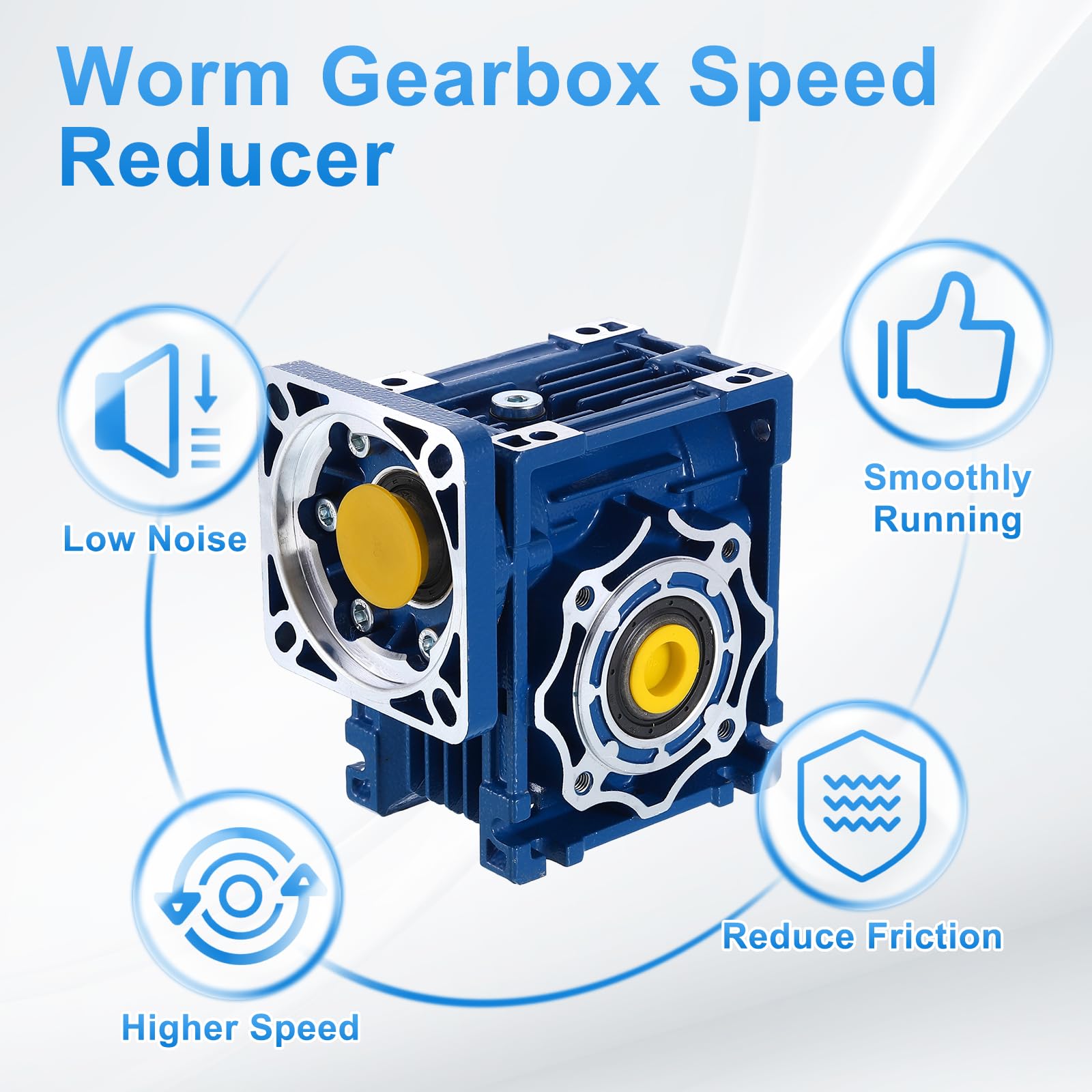 QUARKZMAN NMRV040 Riduttore A Verme Rapporto 40:1 Albero Di Uscita 18mm Riduttore Di Velocità Ad Alta Coppia Per Motore Servo Nema34/Motore Passo Passo Nema34 Blu