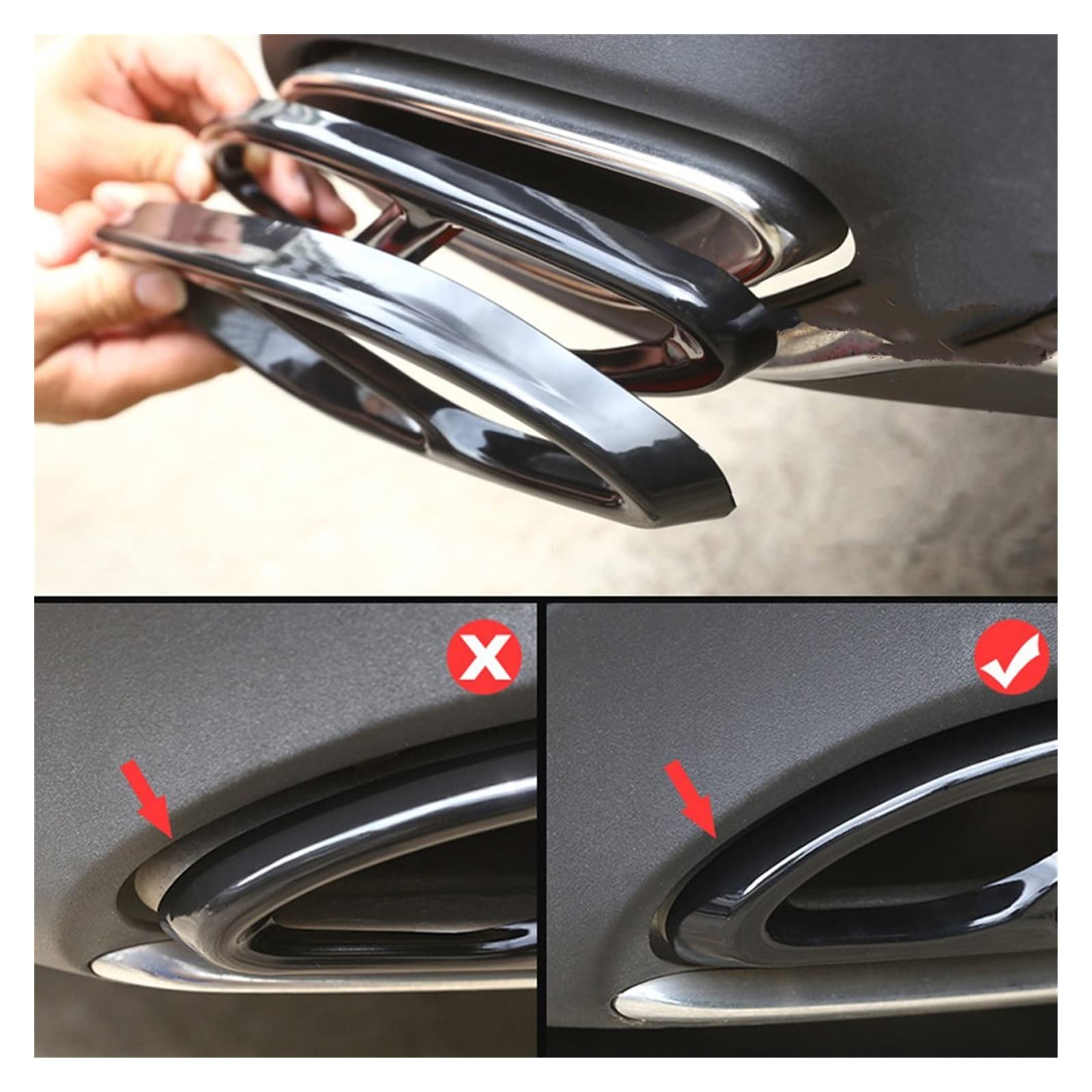 Rivestimento Scarico Nero Lucido Per Mercedes Classe A, B, C, E, GLC, GLE, GLS – 2 Pezzi In ABS, Per Modelli 2014-2023
