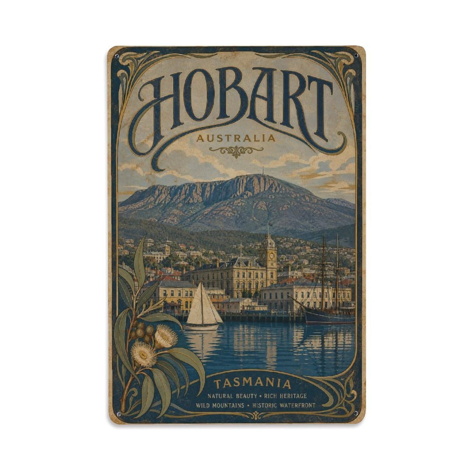 Australia Hobart Heritage Travel Vintage Metal Tin Sign