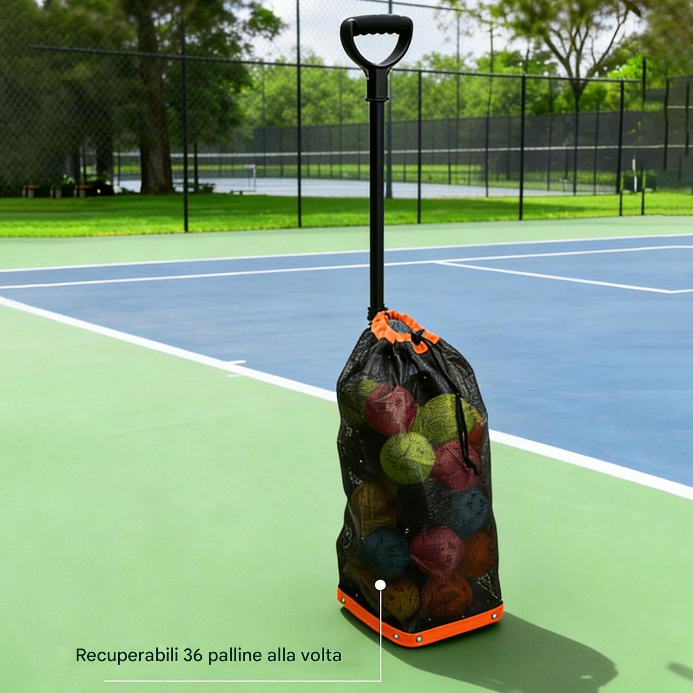 Raccogli Palle da Manico Telescopico Comodo | Cestino per Raccolta Palline da Tennis per Uomini Donne Ragazzi Giovani Ciclisti Golfisti