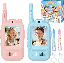 2PCS Video Walkie Talkies for Kids, Video Walkie Talkies for Kids, Rechargeable with Screen Display & Voice Effects,Indoor Outdoor Play , Birthday Easter Gifts for Boys and Girls