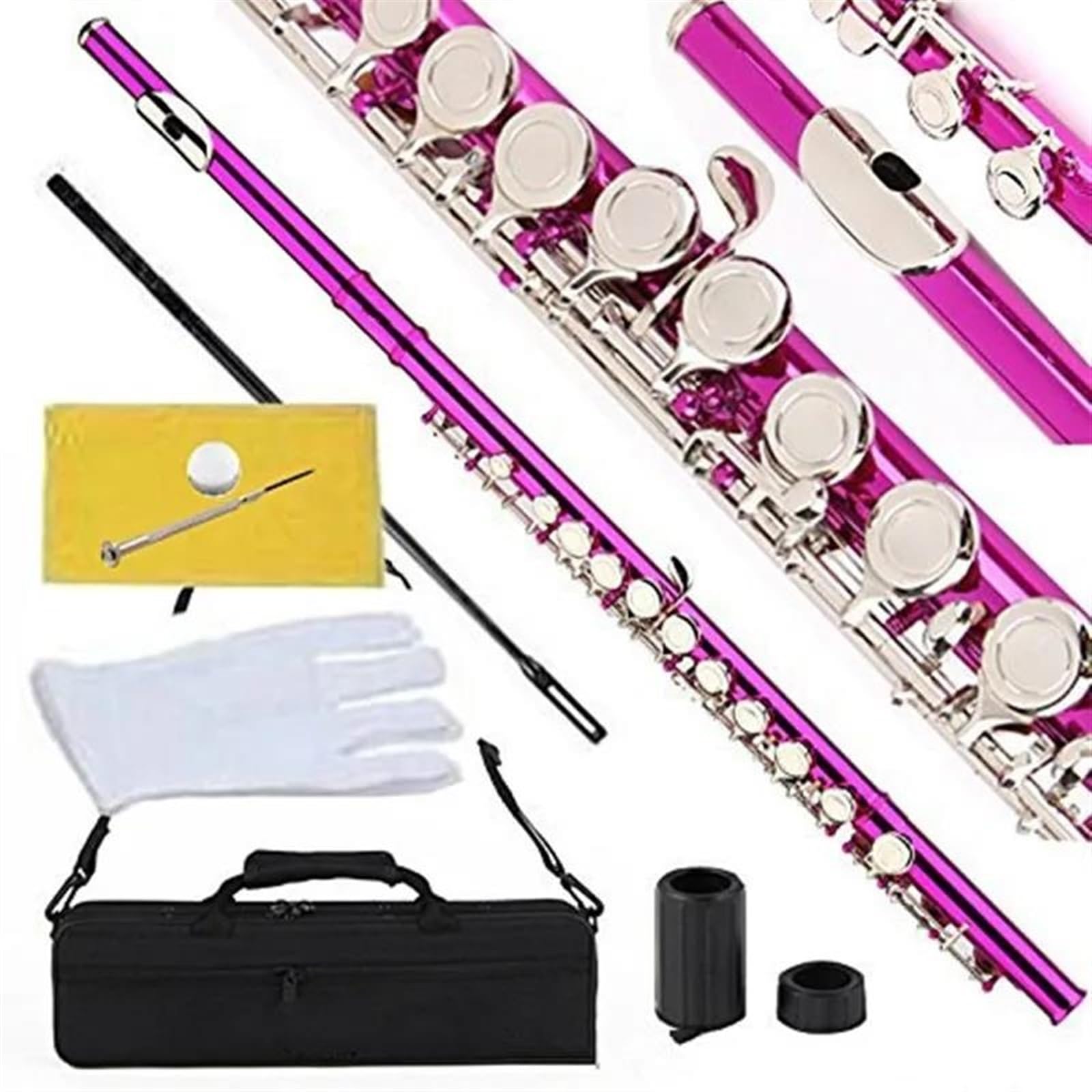 Classic Flûte Traversière Flûte De Couleur Rose, Clé En Nickel, 16 Trous Fermés, Accordage En C Et Clé En E, Instruments De Flûte Professionnels Avec Étui, Livraison Gratuite