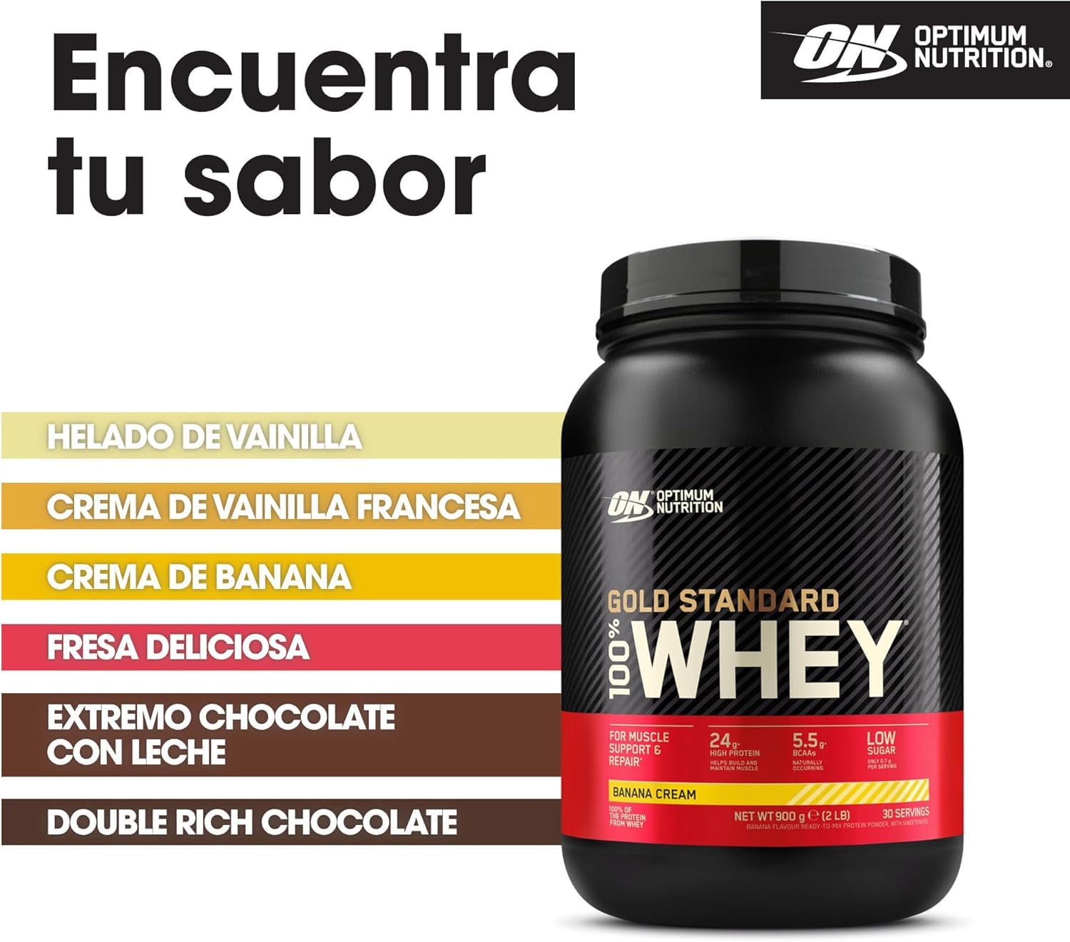 Optimum Nutrition Gold Standard 100% Whey Proteína en Polvo, 900g